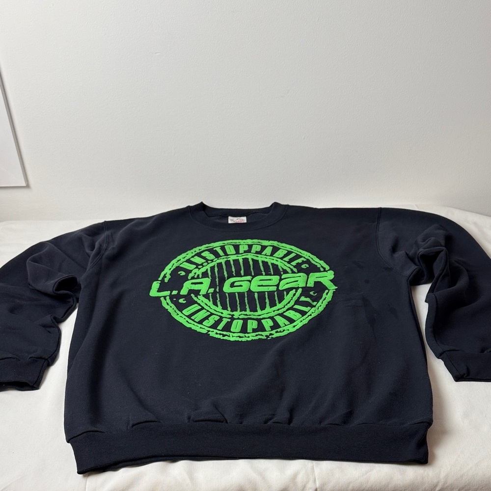 L.A. Gear Men's Sweatshirt in Black and Neon Green